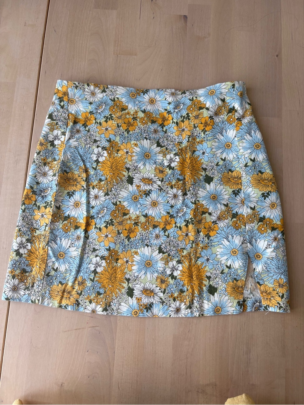 Urban Outfitters Yellow & Light Blue Floral Mini Skirt